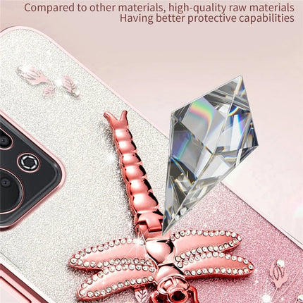 KADEM For Honor X7a 4G Case Dragonfly Kickstand TPU Flowers Glitter Phone Cover