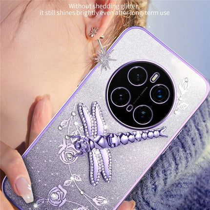 KADEM For Honor Magic7 Pro 5G Case Dragonfly Kickstand TPU Flowers Glitter Phone Cover
