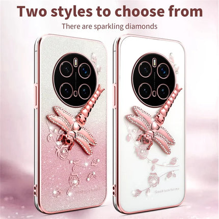 KADEM For Honor Magic7 Pro 5G Case Dragonfly Kickstand TPU Flowers Glitter Phone Cover