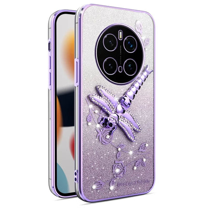 KADEM For Honor Magic7 Pro 5G Case Dragonfly Kickstand TPU Flowers Glitter Phone Cover - Purple