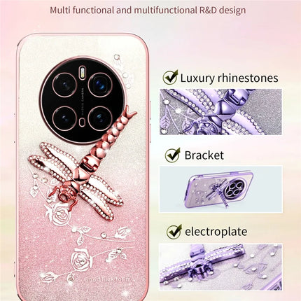 KADEM For Honor Magic7 Pro 5G Case Dragonfly Kickstand TPU Flowers Glitter Phone Cover