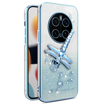 KADEM For Honor Magic7 Pro 5G Case Dragonfly Kickstand TPU Flowers Glitter Phone Cover - Blue