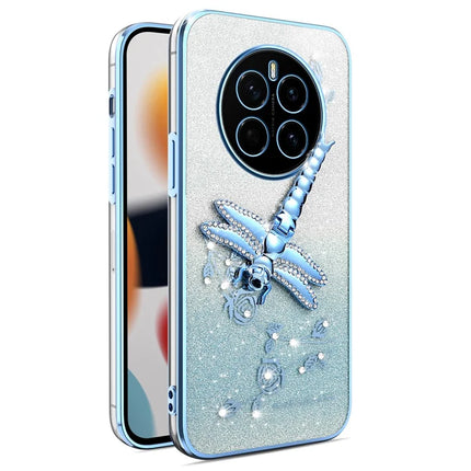 KADEM For Honor Magic7 5G Case Dragonfly Kickstand TPU Flowers Glitter Phone Cover - Blue