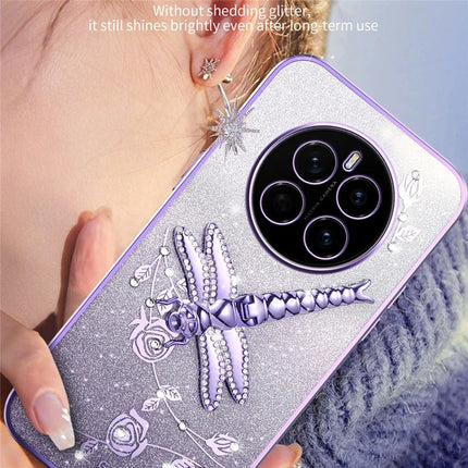 KADEM For Honor Magic7 5G Case Dragonfly Kickstand TPU Flowers Glitter Phone Cover