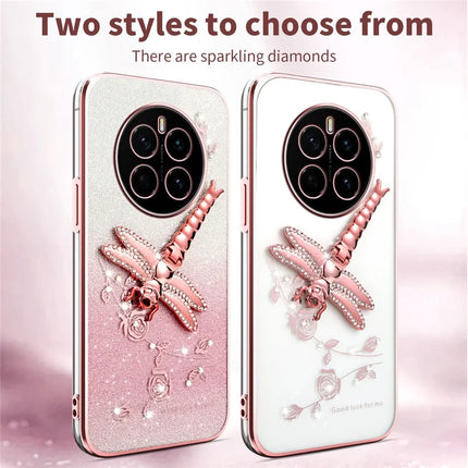 KADEM For Honor Magic7 5G Case Dragonfly Kickstand TPU Flowers Glitter Phone Cover