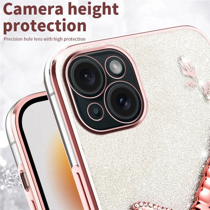 KADEM For iPhone 14 Case Dragonfly Kickstand TPU Flowers Glitter Phone Cover