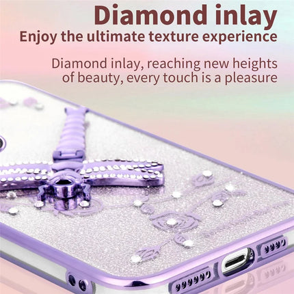 KADEM For Oppo Reno13 Pro 5G Case Dragonfly Kickstand TPU Flowers Glitter Phone Cover