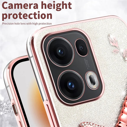 KADEM For Oppo Reno13 Pro 5G Case Dragonfly Kickstand TPU Flowers Glitter Phone Cover