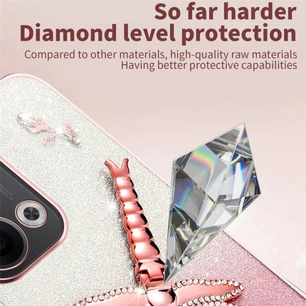KADEM For Oppo Reno13 5G (Global) Case Dragonfly Kickstand TPU Flowers Glitter Phone Cover