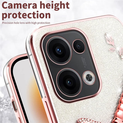 KADEM For Oppo Reno13 5G (Global) Case Dragonfly Kickstand TPU Flowers Glitter Phone Cover