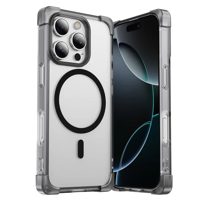 For iPhone 16 Pro Max Case Compatible with MagSafe Reinforced Corners TPU + Acrylic Back Cover - Transparent Black