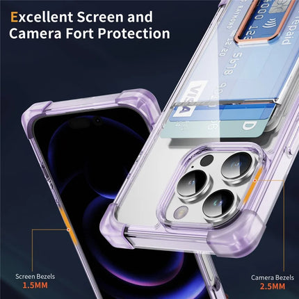 For iPhone 16 Pro Max Case Reinforced Corners TPU + Acrylic Phone Cover with Kickstand Card Holder
