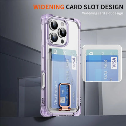 For iPhone 16 Pro Max Case Reinforced Corners TPU + Acrylic Phone Cover with Kickstand Card Holder
