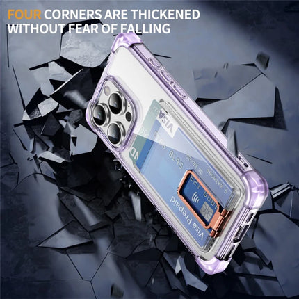 For iPhone 16 Pro Max Case Reinforced Corners TPU + Acrylic Phone Cover with Kickstand Card Holder