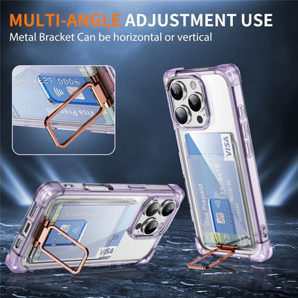 For iPhone 16 Pro Max Case Reinforced Corners TPU + Acrylic Phone Cover with Kickstand Card Holder