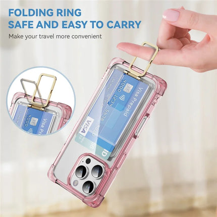 For iPhone 16 Pro Max Case Reinforced Corners TPU + Acrylic Phone Cover with Kickstand Card Holder