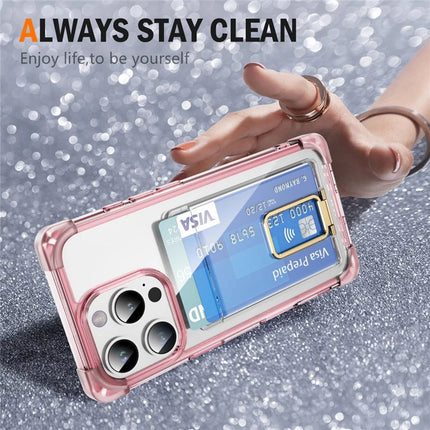 For iPhone 16 Pro Max Case Reinforced Corners TPU + Acrylic Phone Cover with Kickstand Card Holder