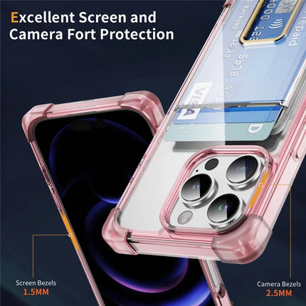 For iPhone 16 Pro Max Case Reinforced Corners TPU + Acrylic Phone Cover with Kickstand Card Holder