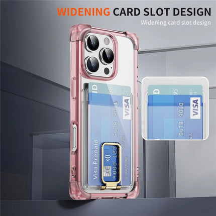 For iPhone 16 Pro Max Case Reinforced Corners TPU + Acrylic Phone Cover with Kickstand Card Holder