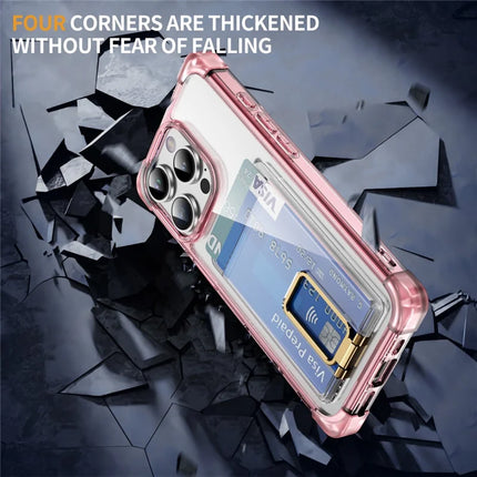 For iPhone 16 Pro Max Case Reinforced Corners TPU + Acrylic Phone Cover with Kickstand Card Holder