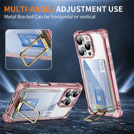 For iPhone 16 Pro Max Case Reinforced Corners TPU + Acrylic Phone Cover with Kickstand Card Holder