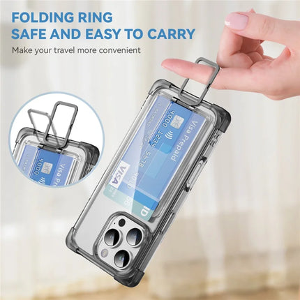 For iPhone 16 Pro Max Case Reinforced Corners TPU + Acrylic Phone Cover with Kickstand Card Holder