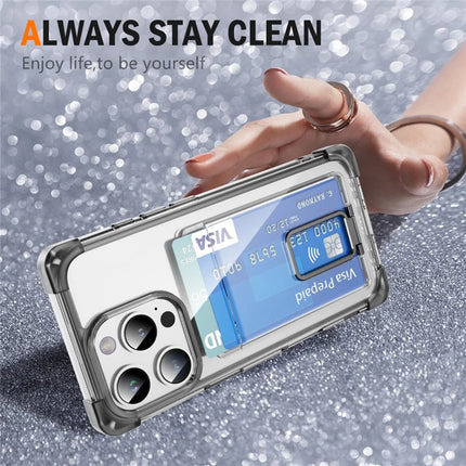For iPhone 16 Pro Max Case Reinforced Corners TPU + Acrylic Phone Cover with Kickstand Card Holder