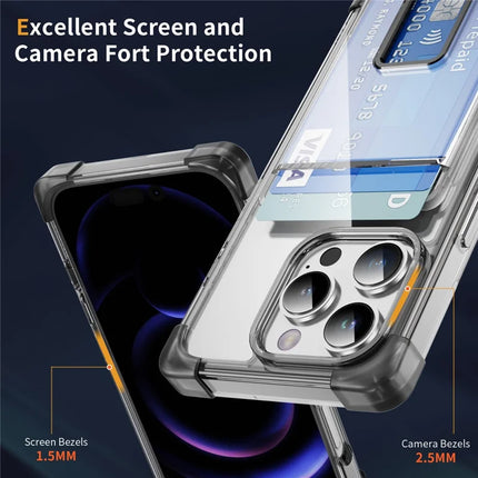 For iPhone 16 Pro Max Case Reinforced Corners TPU + Acrylic Phone Cover with Kickstand Card Holder