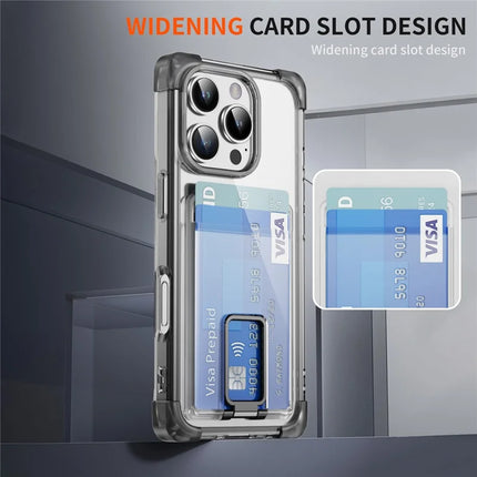 For iPhone 16 Pro Max Case Reinforced Corners TPU + Acrylic Phone Cover with Kickstand Card Holder