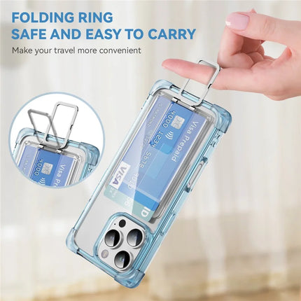 For iPhone 16 Pro Max Case Reinforced Corners TPU + Acrylic Phone Cover with Kickstand Card Holder