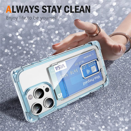 For iPhone 16 Pro Max Case Reinforced Corners TPU + Acrylic Phone Cover with Kickstand Card Holder