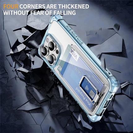 For iPhone 16 Pro Max Case Reinforced Corners TPU + Acrylic Phone Cover with Kickstand Card Holder