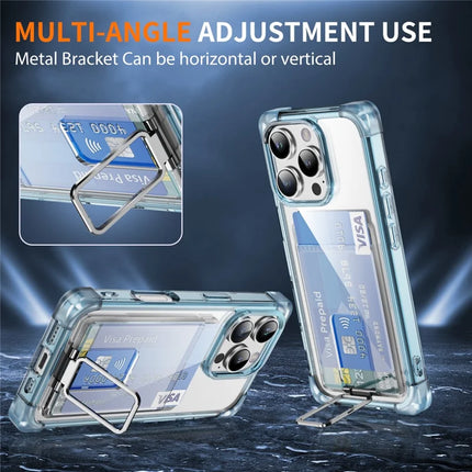 For iPhone 16 Pro Max Case Reinforced Corners TPU + Acrylic Phone Cover with Kickstand Card Holder