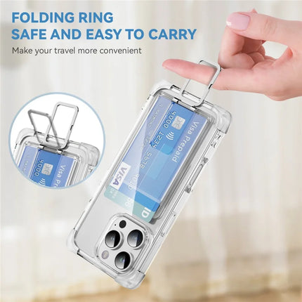 For iPhone 16 Pro Max Case Reinforced Corners TPU + Acrylic Phone Cover with Kickstand Card Holder