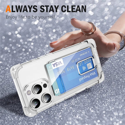 For iPhone 16 Pro Max Case Reinforced Corners TPU + Acrylic Phone Cover with Kickstand Card Holder