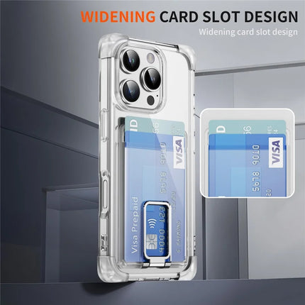 For iPhone 16 Pro Max Case Reinforced Corners TPU + Acrylic Phone Cover with Kickstand Card Holder
