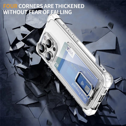 For iPhone 16 Pro Max Case Reinforced Corners TPU + Acrylic Phone Cover with Kickstand Card Holder