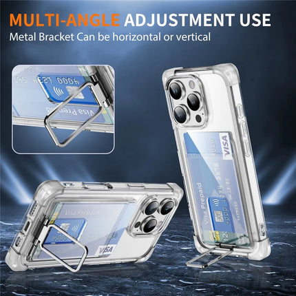 For iPhone 16 Pro Max Case Reinforced Corners TPU + Acrylic Phone Cover with Kickstand Card Holder