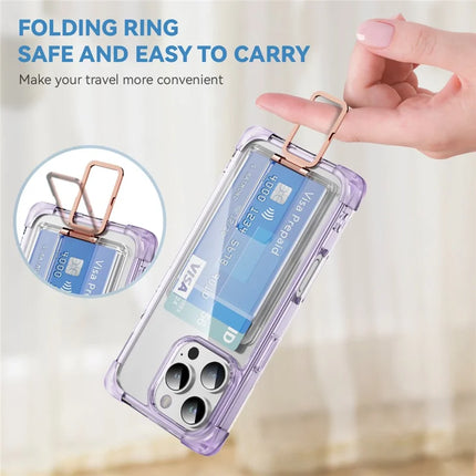 For iPhone 16 Pro Case Reinforced Corners TPU + Acrylic Phone Cover with Kickstand Card Holder