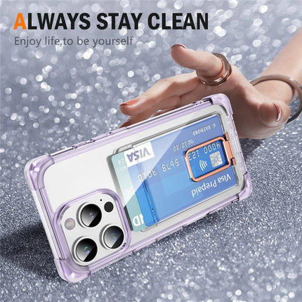 For iPhone 16 Pro Case Reinforced Corners TPU + Acrylic Phone Cover with Kickstand Card Holder
