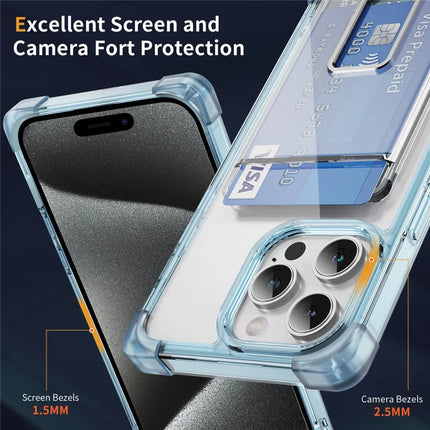 For iPhone 15 Pro Max Case Reinforced Corners TPU + Acrylic Phone Cover with Kickstand Card Holder
