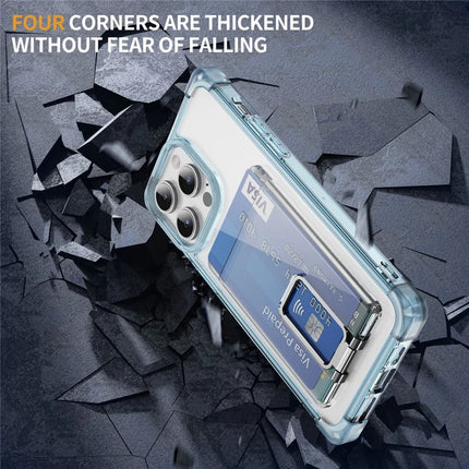 For iPhone 15 Pro Max Case Reinforced Corners TPU + Acrylic Phone Cover with Kickstand Card Holder