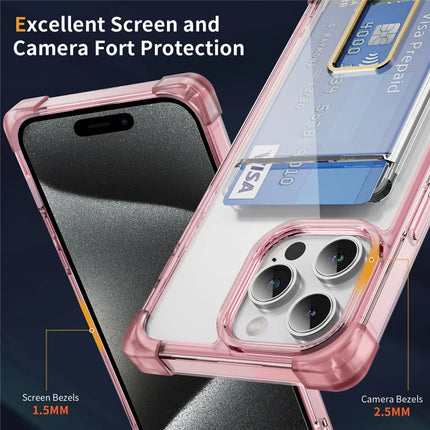 For iPhone 15 Pro Max Case Reinforced Corners TPU + Acrylic Phone Cover with Kickstand Card Holder
