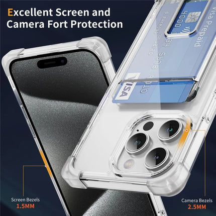 For iPhone 15 Pro Max Case Reinforced Corners TPU + Acrylic Phone Cover with Kickstand Card Holder