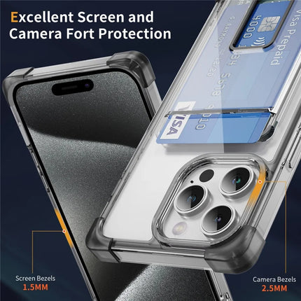 ShopCaseCart Kickstand Stand iPhone 15 Pro Protective cover Reinforced Corners TPU + Acrylic Phone Guard with Kickstand Card Slot