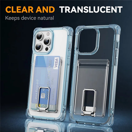 For iPhone 13 Pro Max Case Reinforced Corners TPU + Acrylic Phone Cover with Kickstand Card Holder