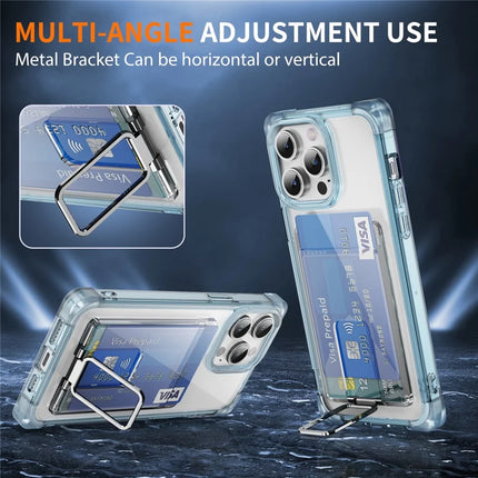 For iPhone 13 Pro Max Case Reinforced Corners TPU + Acrylic Phone Cover with Kickstand Card Holder