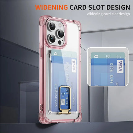 For iPhone 13 Pro Max Case Reinforced Corners TPU + Acrylic Phone Cover with Kickstand Card Holder