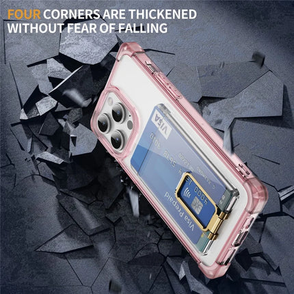 For iPhone 13 Pro Max Case Reinforced Corners TPU + Acrylic Phone Cover with Kickstand Card Holder
