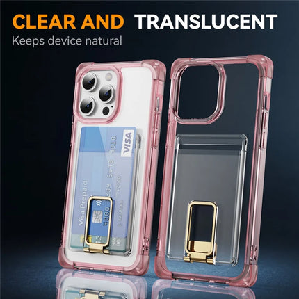 For iPhone 13 Pro Max Case Reinforced Corners TPU + Acrylic Phone Cover with Kickstand Card Holder